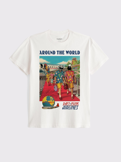 Around the World Airlines White Tee