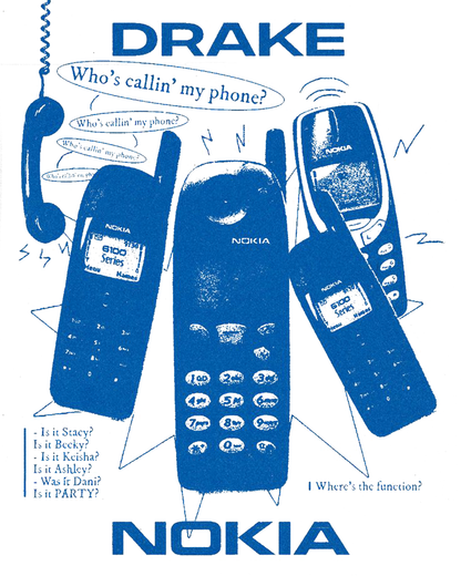 Drake "Nokia" White Tee